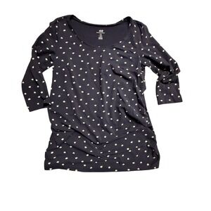 H&M Mama Maternity Navy Blue Clover‎ Print 3/4 Sleeve Tunic Top